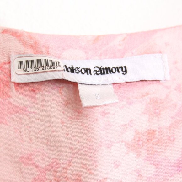 Maison Amory Sugarmilk Mini Dress in Strawberry Cream Pink Flutter Sleeve Small - Picture 11 of 12